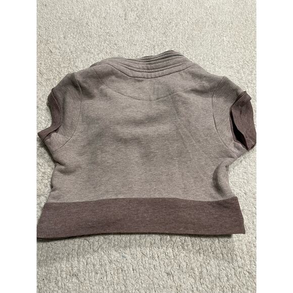 NWT Mystree Womens Small Short Sleeve Layering Zipper Cropped Cardigan Beige - Picture 2 of 8